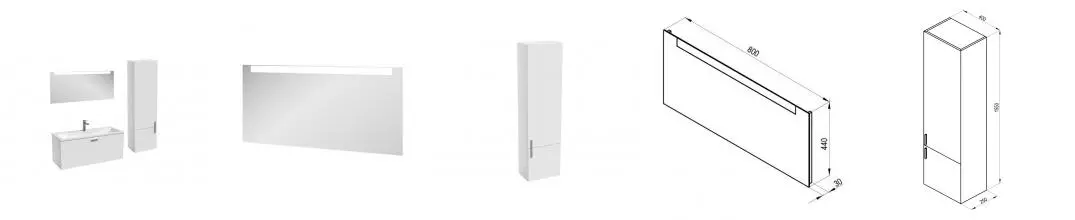 Мебель для ванной подвесная «Ravak» SD Clear II 80 белый глянец Мебель для ванной подвесная «Ravak» SD Clear II 80 белый глянец