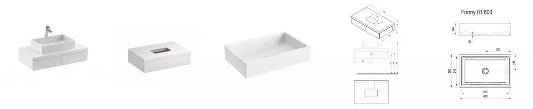 Тумба с раковиной «Ravak» SD Formy 100 (Formy 01 60/39) подвесная белая