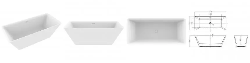 Ванна акриловая «AQUAme» AQM3502MW 168/75 с ножками с сифоном белая матовая