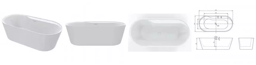 Ванна акриловая «AQUAme» AQM3505GW-R 180/85 с ножками с сифоном белая правая