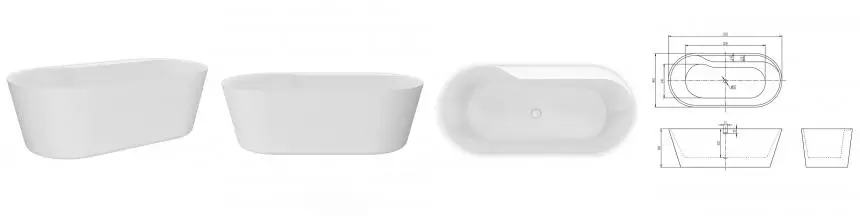 Ванна акриловая «AQUAme» AQM3505MW-R 180/85 с ножками с сифоном белая матовая правая