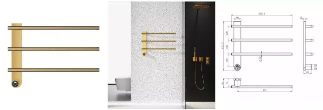 Электрический полотенцесушитель «AQUAme» AQM3113BG 52/42 шлифованное золото