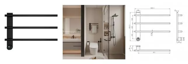 Электрический полотенцесушитель «AQUAme» AQM3113MB  52/42 чёрный матовый