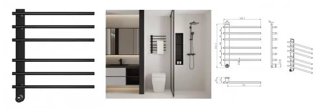 Электрический полотенцесушитель «AQUAme» AQM3116MB  52/61 чёрный матовый левый