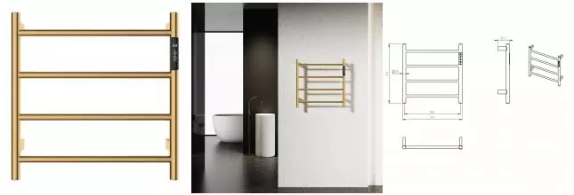 Электрический полотенцесушитель «AQUAme» AQM3124BG 47/47 шлифованное золото правый Электрический полотенцесушитель «AQUAme» AQM3124BG 47/47 шлифованное золото правый