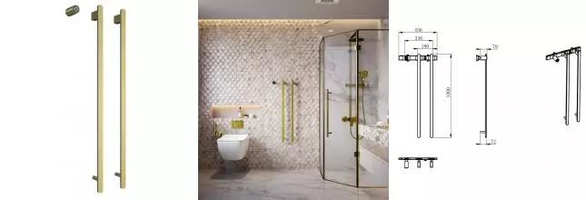 Электрический полотенцесушитель «AQUAme» AQM3132BG 46/100 шлифованное золото левый Электрический полотенцесушитель «AQUAme» AQM3132BG 46/100 шлифованное золото левый