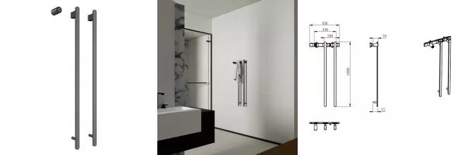 Электрический полотенцесушитель «AQUAme» AQM3132GM 46/100 шлифованный тёмный металл левый Электрический полотенцесушитель «AQUAme» AQM3132GM 46/100 шлифованный тёмный металл левый