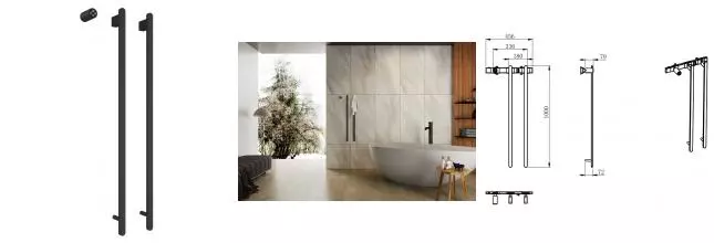 Электрический полотенцесушитель «AQUAme» AQM3132MB 46/100 чёрный матовый левый