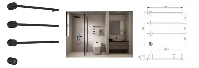 Электрический полотенцесушитель «AQUAme» AQM3143MB 52/51 чёрный матовый левый