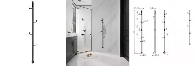 Электрический полотенцесушитель «AQUAme» AQM3150MB 18/166 c поворотными крючками чёрный матовый