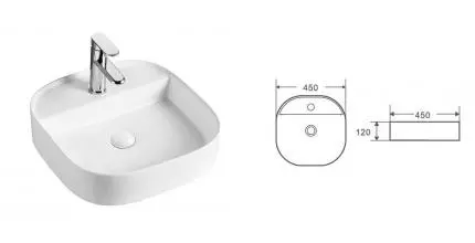 Раковина «AQUAme» AQM5013 45/45 фаянсовая белая
