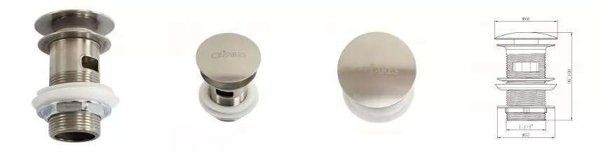 Донный клапан для раковины «Cezares» CZR-SAT-IN с механизмом Клик-Клак сатин