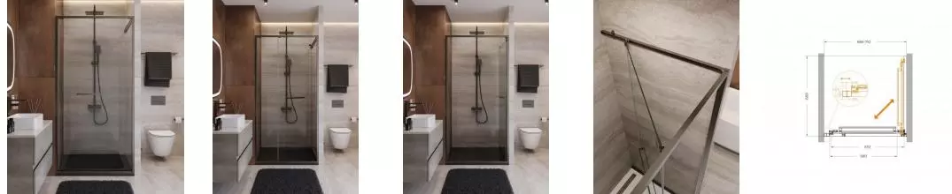 Душевая дверь «Cezares» LUX-B-FS-1-70-C-GM 70/195 прозрачная/оружейная сталь универсальная