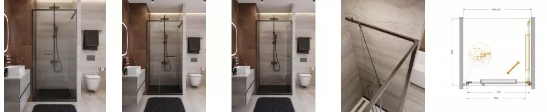 Душевая дверь «Cezares» LUX-B-FS-1-90-C-GM 90/195 прозрачная/оружейная сталь универсальная