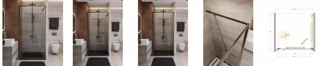 Душевая дверь «Cezares» LUX-B-FS-1-100-C-GM 100/195 прозрачная/оружейная сталь универсальная