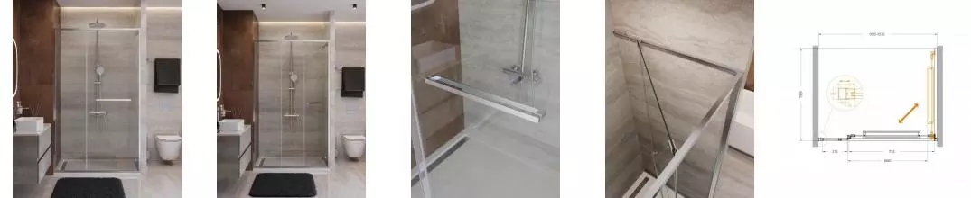 Душевая дверь «Cezares» LUX-B-FS-11-100-C-CR 100/195 прозрачная/хром универсальная