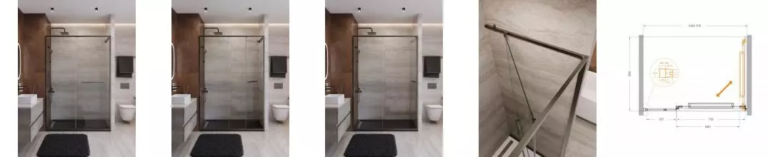 Душевая дверь «Cezares» LUX-B-FS-11-110-C-GM 110/195 прозрачная/оружейная сталь универсальная