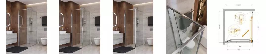 Душевой угол-ограждение «Cezares» LUX-AH-FS-1-70/80-C-CR 70/80 прозрачный/хром прямоугольный без поддона универсальный