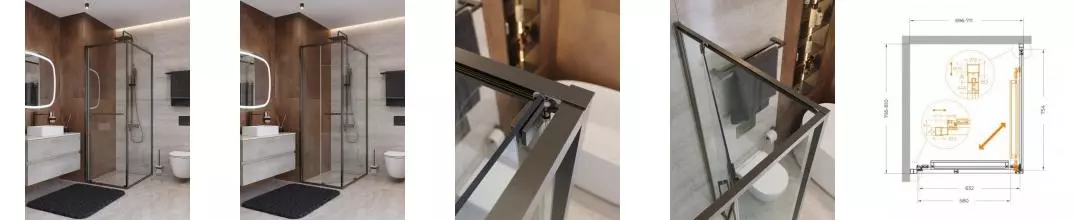 Душевой угол-ограждение «Cezares» LUX-AH-FS-1-70/80-C-GM 70/80 прозрачный/оружейная сталь прямоугольный без поддона универсальный