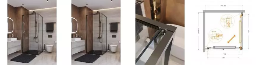 Душевой угол-ограждение «Cezares» LUX-A-FS-1-80-C-GM 80/80 прозрачный/оружейная сталь квадратный без поддона универсальный Душевой угол-ограждение «Cezares» LUX-A-FS-1-80-C-GM 80/80 прозрачный/оружейная сталь квадратный без поддона универсальный