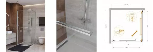 Душевой угол-ограждение «Cezares» LUX-A-FS-1-90-C-CR 90/90 прозрачный/хром квадратный без поддона универсальный