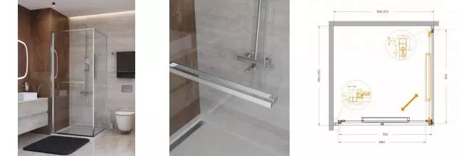 Душевой угол-ограждение «Cezares» LUX-A-FS-1-100-C-CR 100/100 прозрачный/хром квадратный без поддона универсальный