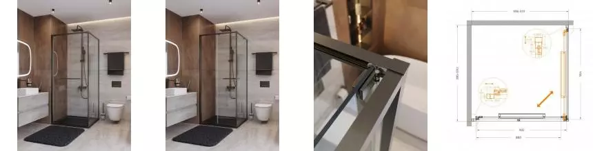 Душевой угол-ограждение «Cezares» LUX-A-FS-1-100-C-GM 100/100 прозрачный/оружейная сталь квадратный без поддона универсальный