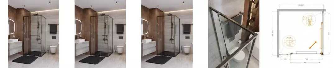 Душевой угол-ограждение «Cezares» LUX-A-FS-11-100-C-GM 100/100 прозрачный/оружейная сталь квадратный без поддона универсальный Душевой угол-ограждение «Cezares» LUX-A-FS-11-100-C-GM 100/100 прозрачный/оружейная сталь квадратный без поддона универсальный