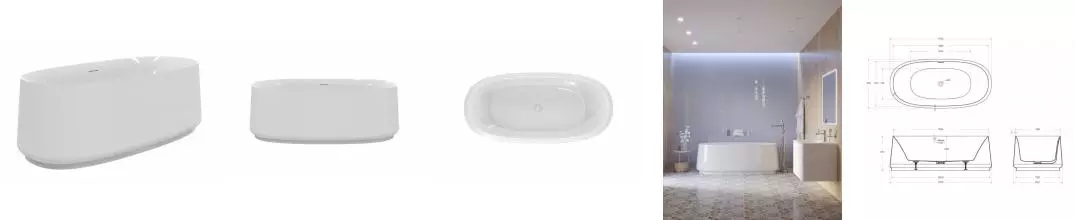 Ванна акриловая «Cezares» CZR-LUX-CENTRAL-170-82-58 170/82 с ножками с сифоном белая