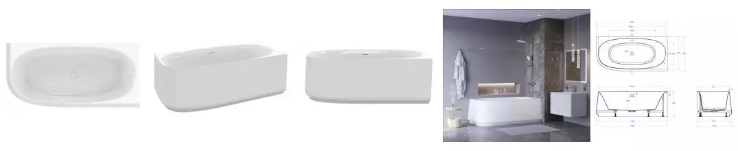 Ванна акриловая «Cezares» CZR-LUX-CORNER-165-80-58-R 165/80 с ножками с сифоном белая правая