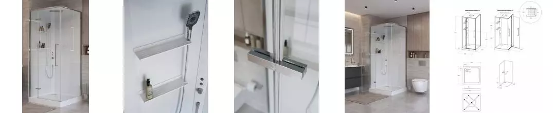 Душевая кабина «Belbagno» UNO-CAB-A-1-90-C-Cr-Bi-TOP-L 90/90 низкий поддон прозрачная/белая левая