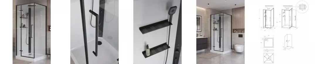 Душевая кабина «Belbagno» UNO-CAB-A-1-90-C-NERO-Bi-TOP-L 90/90 низкий поддон прозрачная/белая левая