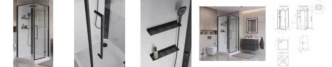 Душевая кабина «Belbagno» UNO-CAB-A-1-90-C-NERO-Bi-TOP-R 90/90 низкий поддон прозрачная/белая правая