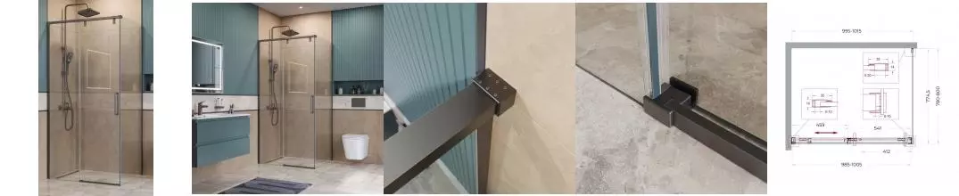 Душевой угол-ограждение «Belbagno» SOFT_CLOSE-1-AH-1-100/80-C-GM 100/80 прозрачный/оружейная сталь прямоугольный без поддона универсальный