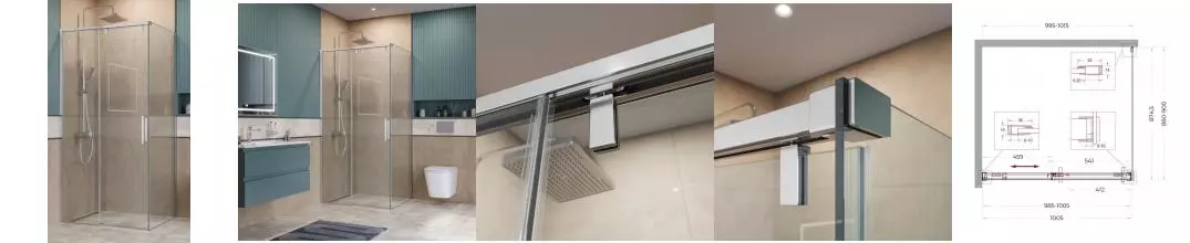 Душевой угол-ограждение «Belbagno» SOFT_CLOSE-1-AH-1-100/90-C-Cr 100/90 прозрачный/хром прямоугольный без поддона универсальный