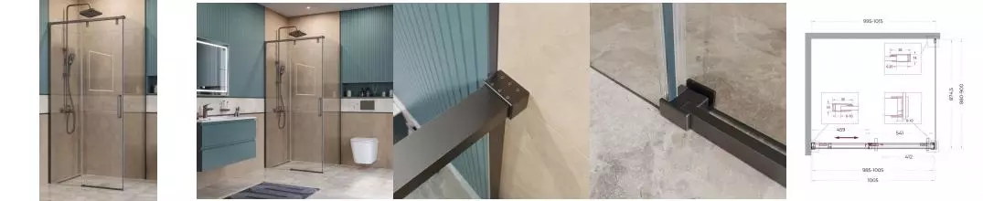 Душевой угол-ограждение «Belbagno» SOFT_CLOSE-1-AH-1-100/90-C-GM 100/90 прозрачный/оружейная сталь прямоугольный без поддона универсальный Душевой угол-ограждение «Belbagno» SOFT_CLOSE-1-AH-1-100/90-C-GM 100/90 прозрачный/оружейная сталь прямоугольный без поддона универсальный