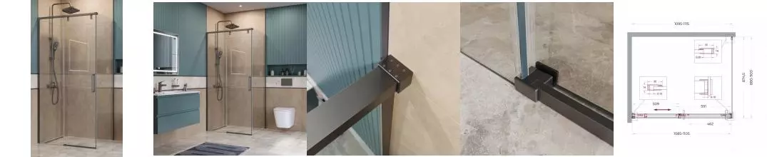 Душевой угол-ограждение «Belbagno» SOFT_CLOSE-1-AH-1-110/90-C-GM 110/90 прозрачный/оружейная сталь прямоугольный без поддона универсальный