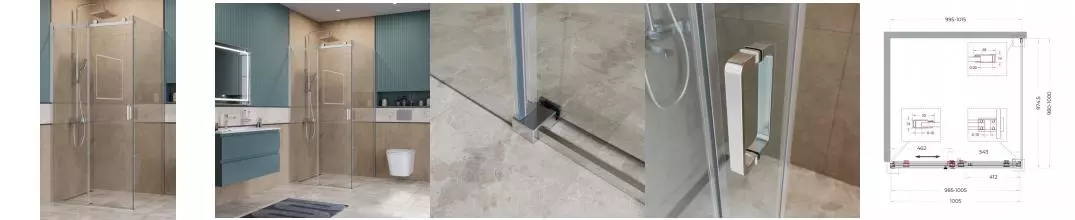 Душевой угол-ограждение «Belbagno» SOFT_CLOSE-2-A-1-100-C-Cr 100/100 прозрачный/хром квадратный без поддона универсальный