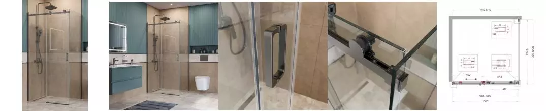 Душевой угол-ограждение «Belbagno» SOFT_CLOSE-2-A-1-100-C-GM 100/100 прозрачный/оружейная сталь квадратный без поддона универсальный