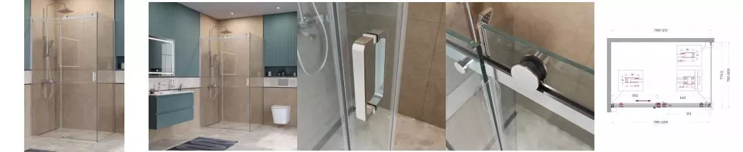 Душевой угол-ограждение «Belbagno» SOFT_CLOSE-2-AH-1-120/80-C-Cr 120/80 прозрачный/хром прямоугольный без поддона универсальный