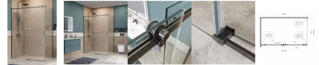 Душевой угол-ограждение «Belbagno» SOFT_CLOSE-2-AH-1-150/90-C-GM 150/90 прозрачный/оружейная сталь прямоугольный без поддона универсальный