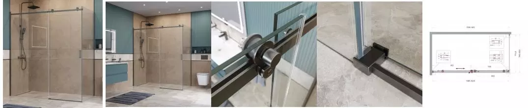 Душевой угол-ограждение «Belbagno» SOFT_CLOSE-2-AH-1-160/80-C-GM 160/80 прозрачный/оружейная сталь прямоугольный без поддона универсальный