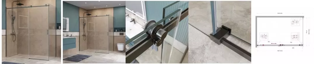 Душевой угол-ограждение «Belbagno» SOFT_CLOSE-2-AH-1-160/100-C-GM 160/100 прозрачный/оружейная сталь прямоугольный без поддона универсальный