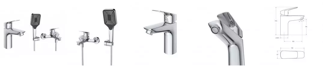 Комплект смесителей «Belbagno» DUE-VASM/LVM-CRM хром