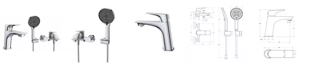 Комплект смесителей «Belbagno» MARINO-VASM/LVM-CRM хром