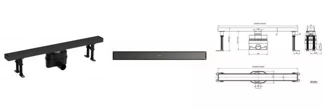 Душевой лоток «Allen Brau» Priority 9.50019.MG 550мм боковой выпуск брашированный графит/под плитку 