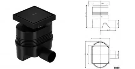 Трап для душа «Allen Brau» Priority 9.50024.31 100/100мм боковой выпуск чёрный матовый Трап для душа «Allen Brau» Priority 9.50024.31 100/100мм боковой выпуск чёрный матовый