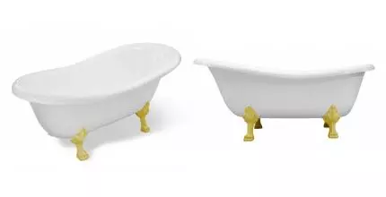 Ванна из литьевого мрамора «Aquanet» Family Stone Classic 160/80 ножки золото с ножками без сифона белая