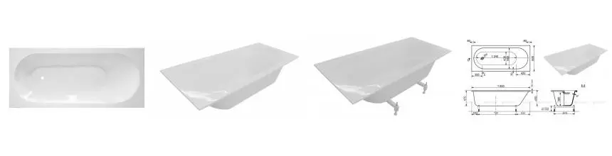 Ванна из литьевого мрамора «Aquanet» Lotos Stone Slim 180/80 без опор без сифона белая