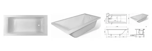 Ванна из искусственного камня «Aquanet» Bright Stone Slim 170/70 без опор без сифона белая